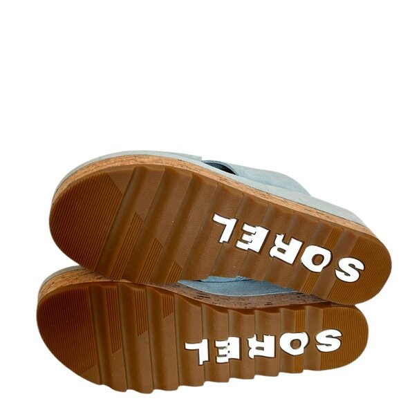 Sorel NEW Cameron Flatform Suede Mule Sandal In Light Green Size 10 - Picture 8 of 9